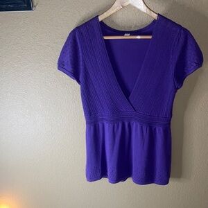 Chic Purple V-Neck Women's Blouse
